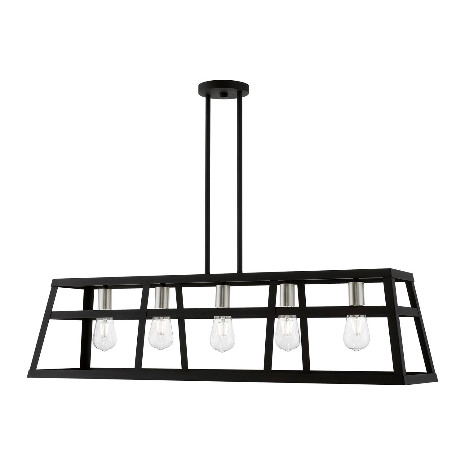 5 Light Black With Brushed Nickel Accents Linear Chandelier by Livex Lighting