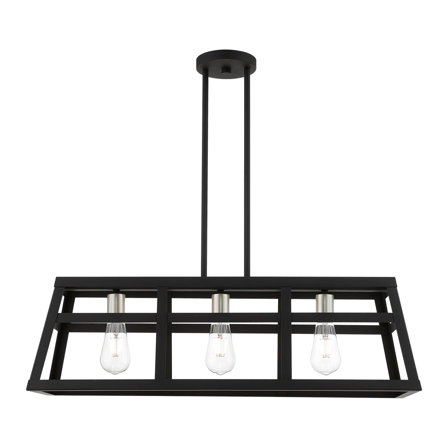 3 Light Black With Brushed Nickel Accents Linear Chandelier