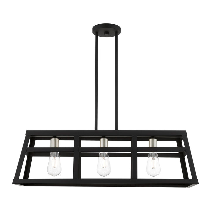 3 Light Black With Brushed Nickel Accents Linear Chandelier