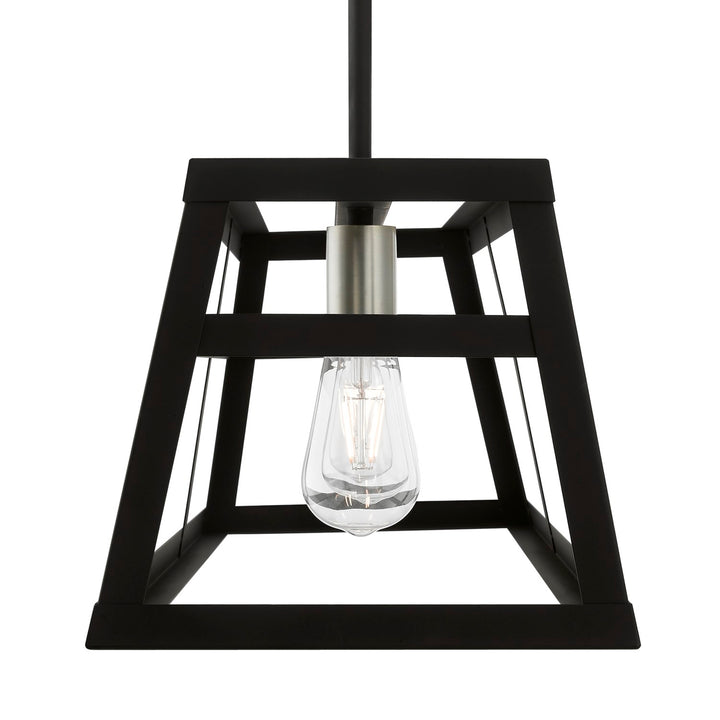 3 Light Black With Brushed Nickel Accents Linear Chandelier