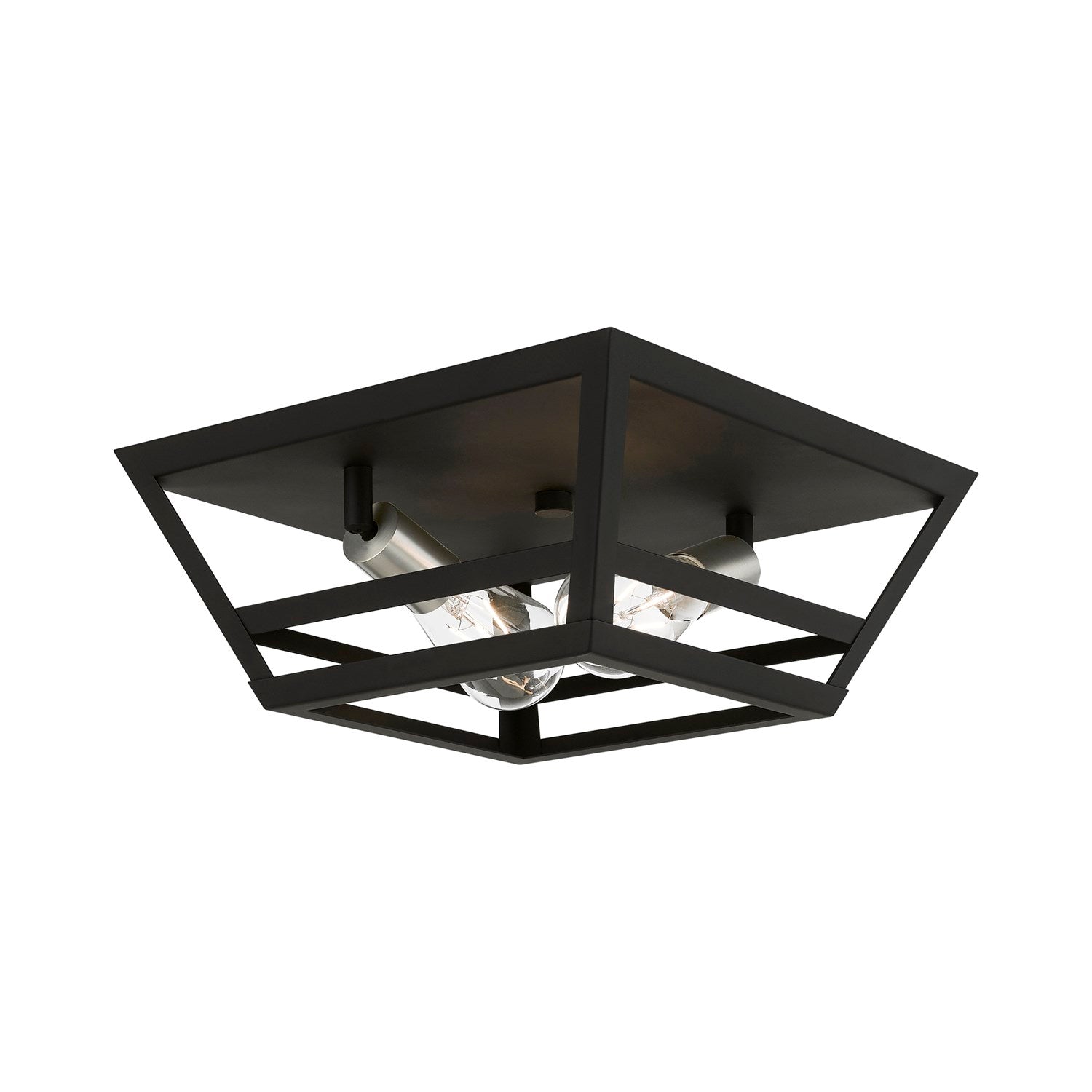 2 Light Black With Brushed Nickel Accents Flush Mount by Livex Lighting