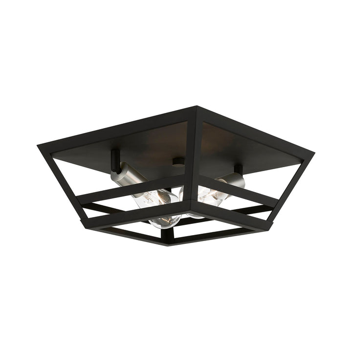 2 Light Black With Brushed Nickel Accents Flush Mount by Livex Lighting