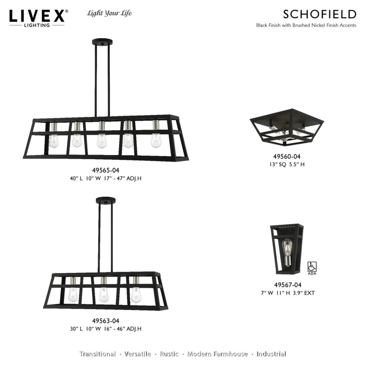 2 Light Black With Brushed Nickel Accents Flush Mount