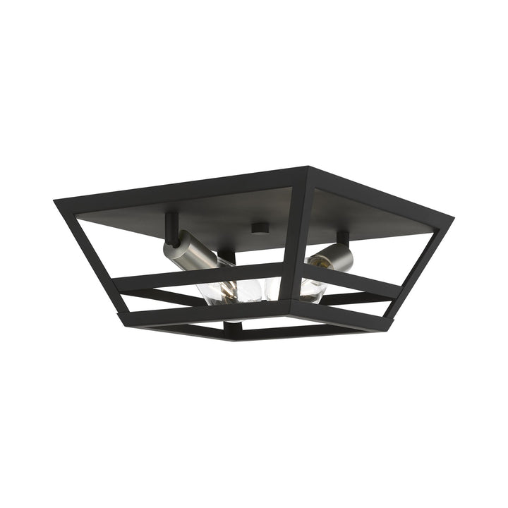 2 Light Black With Brushed Nickel Accents Flush Mount