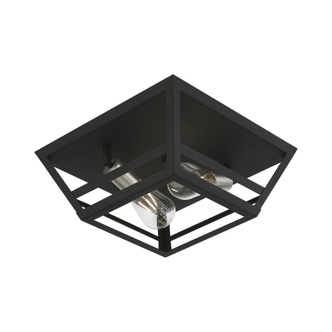 2 Light Black With Brushed Nickel Accents Flush Mount