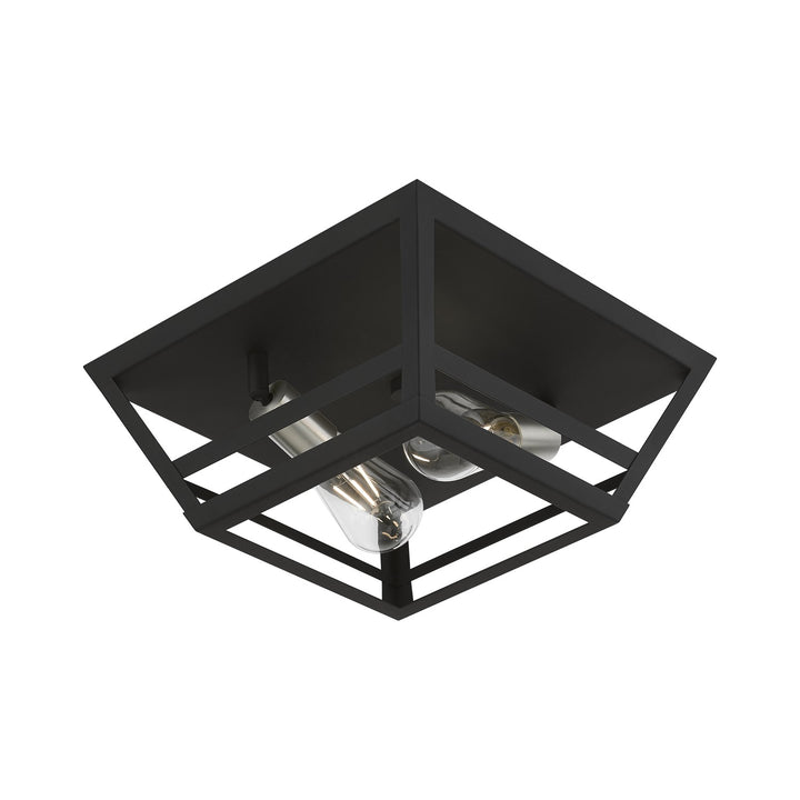 2 Light Black With Brushed Nickel Accents Flush Mount