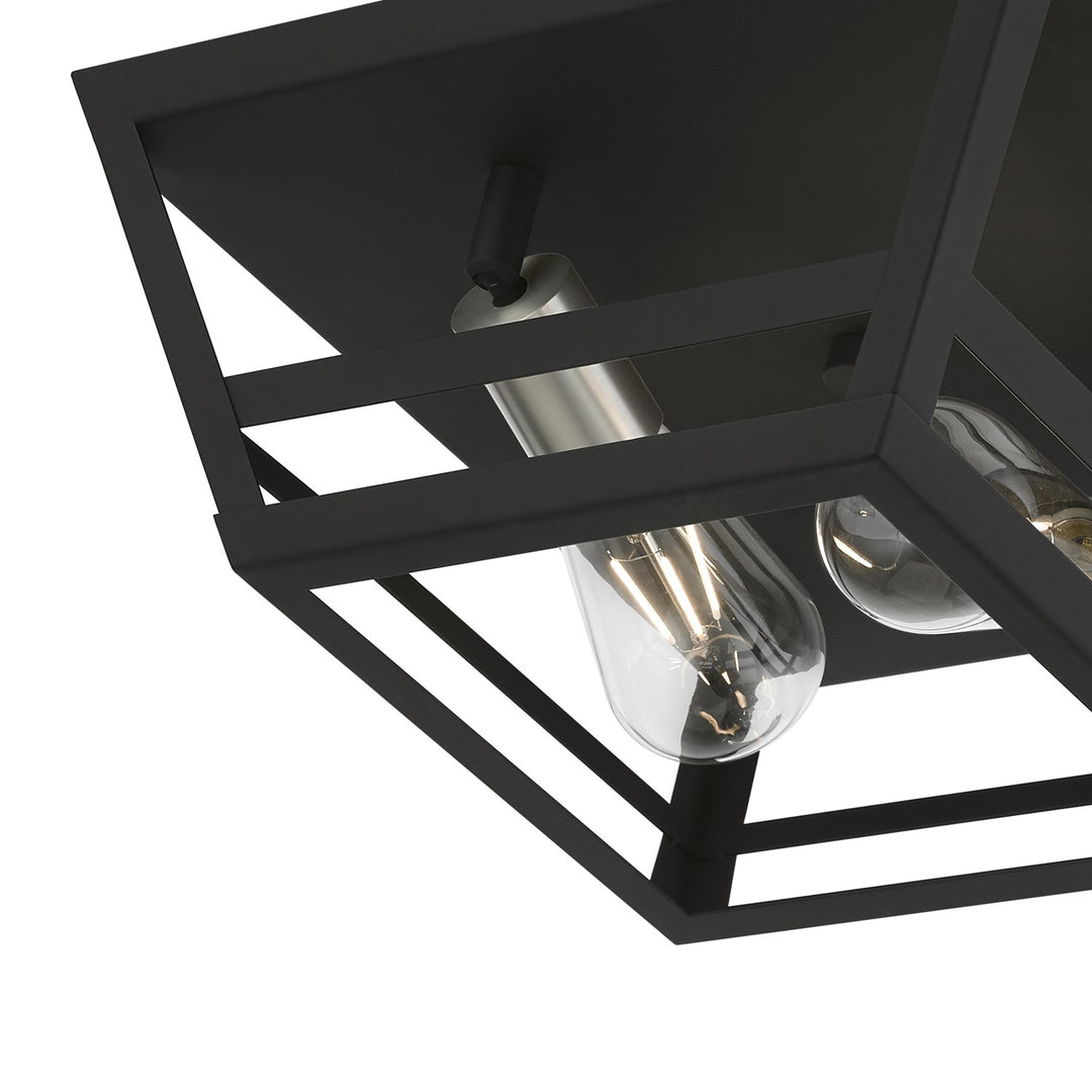 2 Light Black With Brushed Nickel Accents Flush Mount