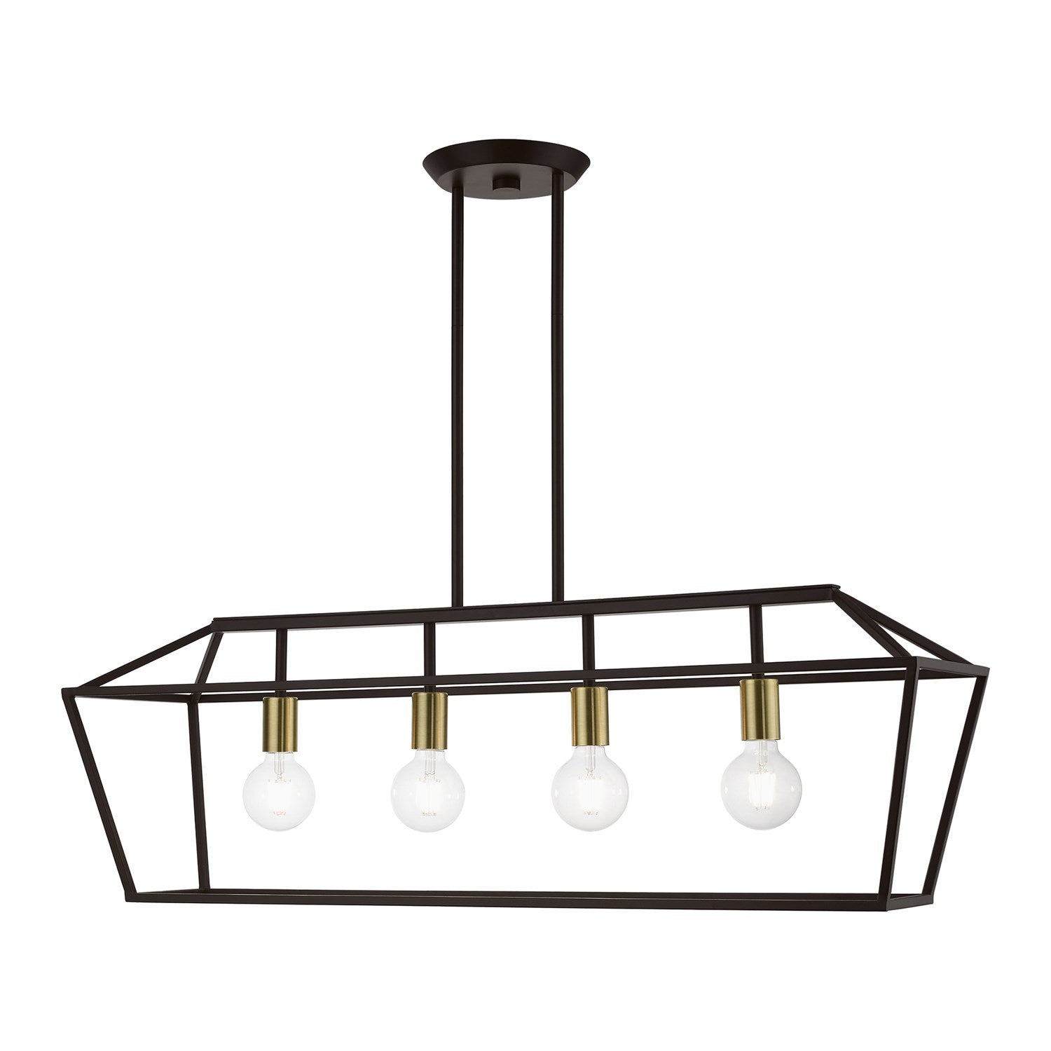 4 Light Bronze With Antique Brass Accents Linear Chandelier by Livex Lighting
