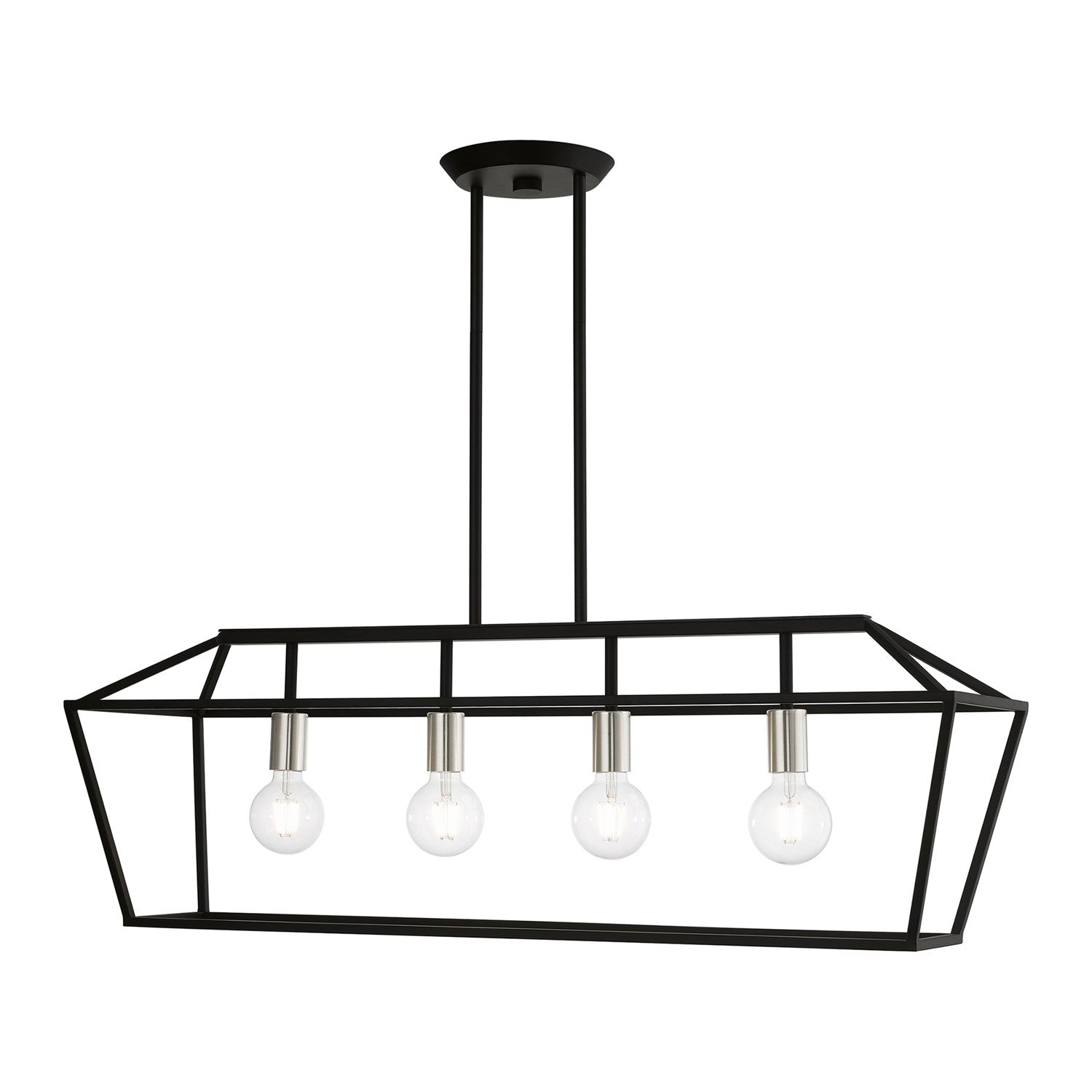 4 Light Black With Brushed Nickel Accents Linear Chandelier by Livex Lighting