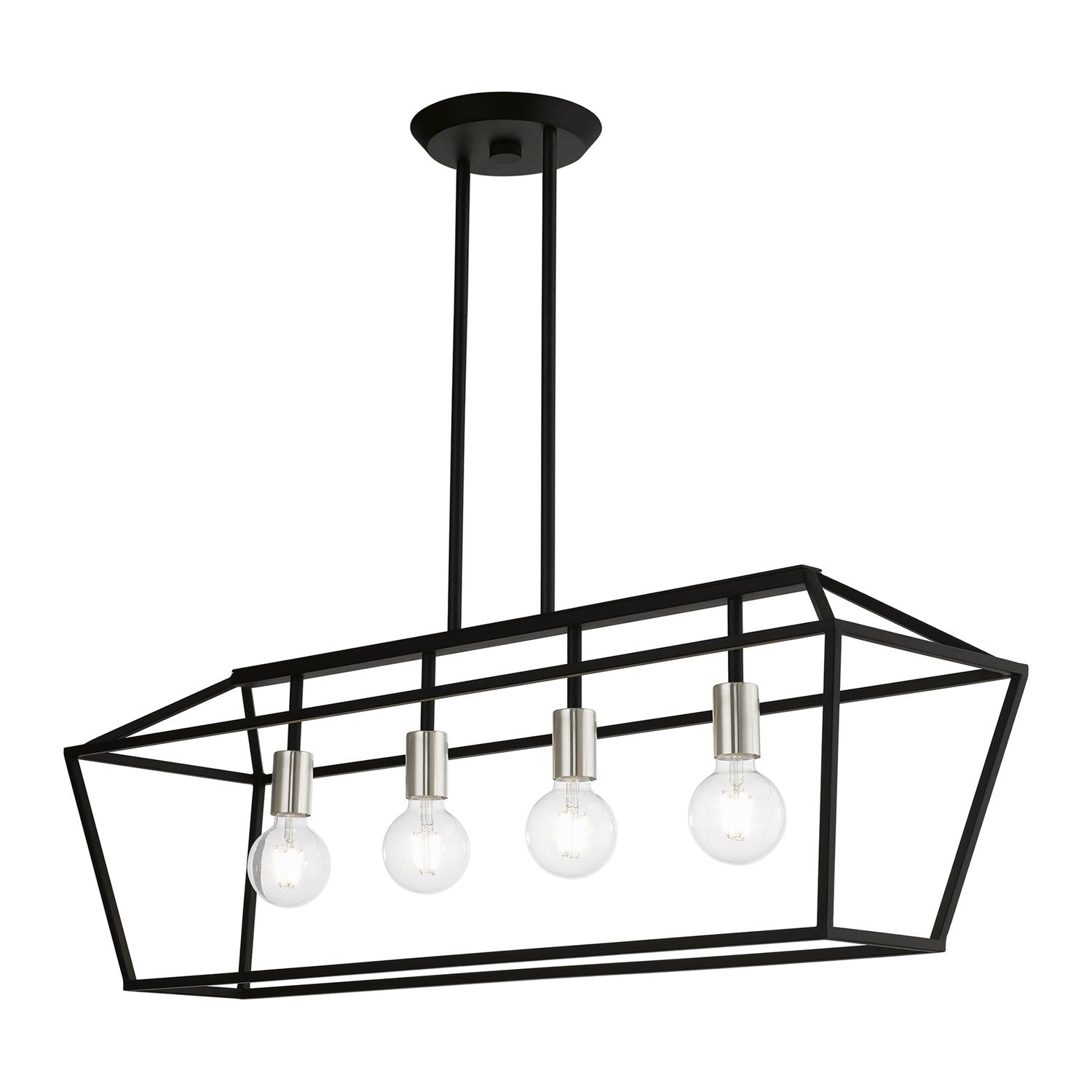 4 Light Black With Brushed Nickel Accents Linear Chandelier