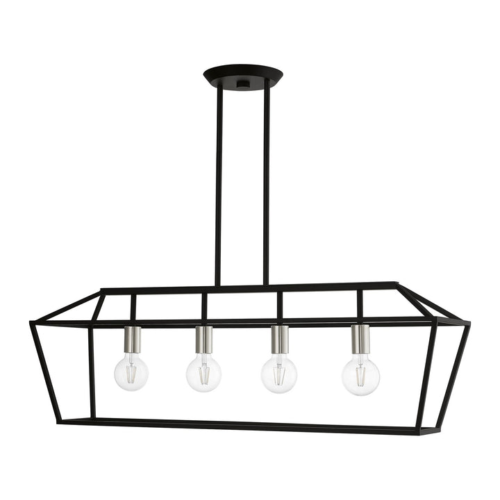 4 Light Black With Brushed Nickel Accents Linear Chandelier