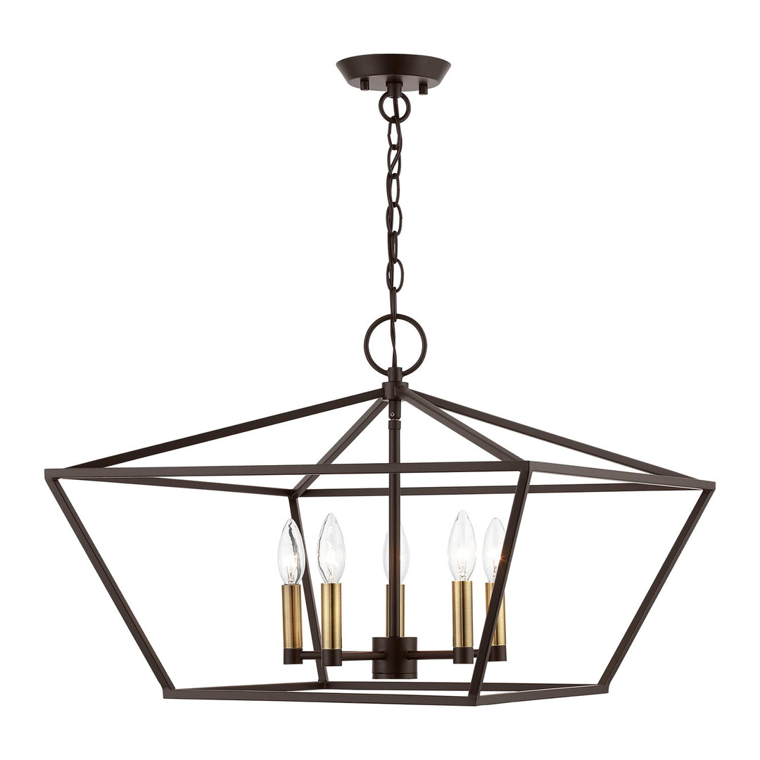 5 Light Bronze With Antique Brass Accents Chandelier by Livex Lighting