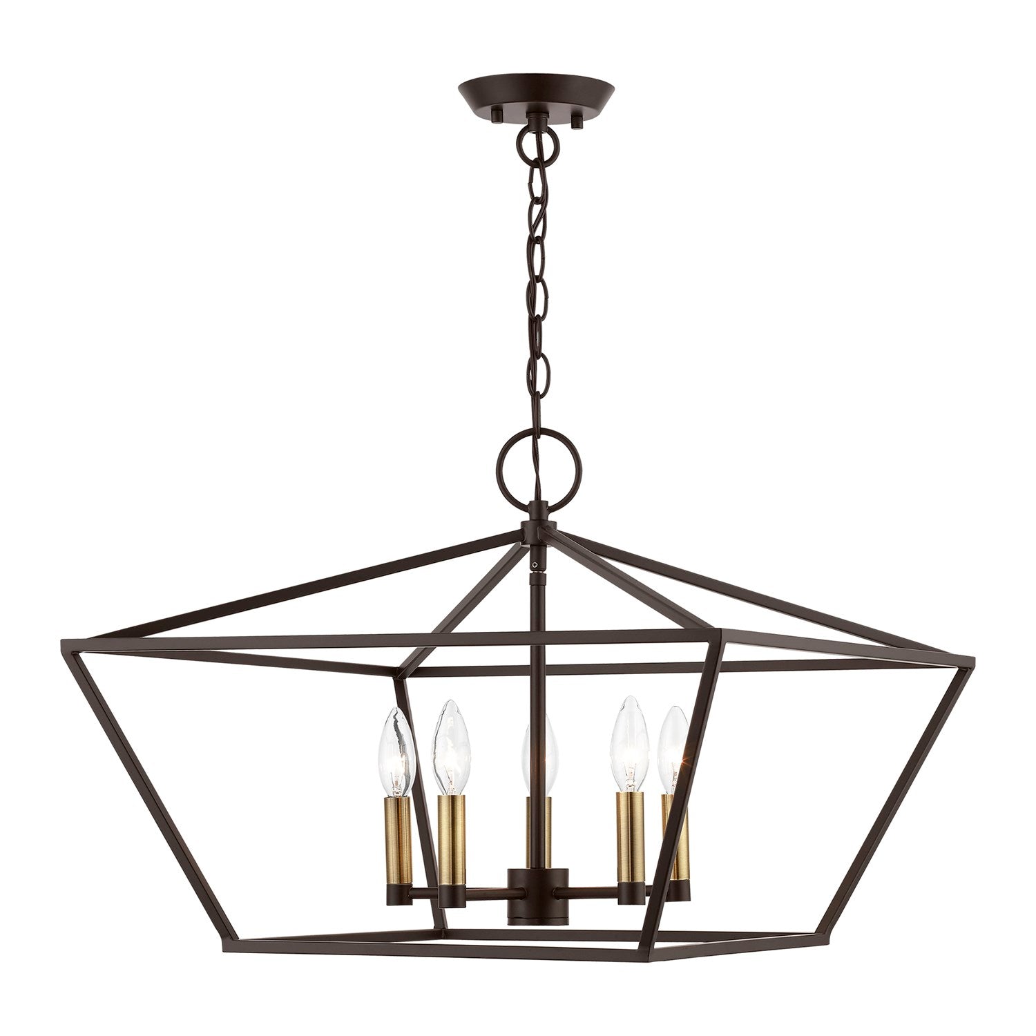5 Light Bronze With Antique Brass Accents Chandelier by Livex Lighting