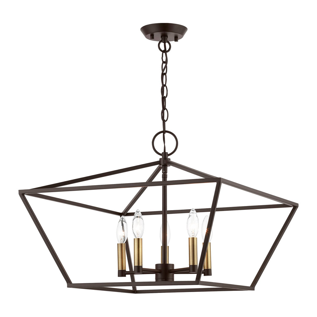 5 Light Bronze With Antique Brass Accents Chandelier