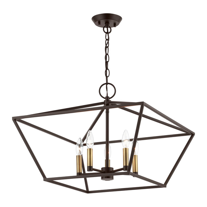 5 Light Bronze With Antique Brass Accents Chandelier