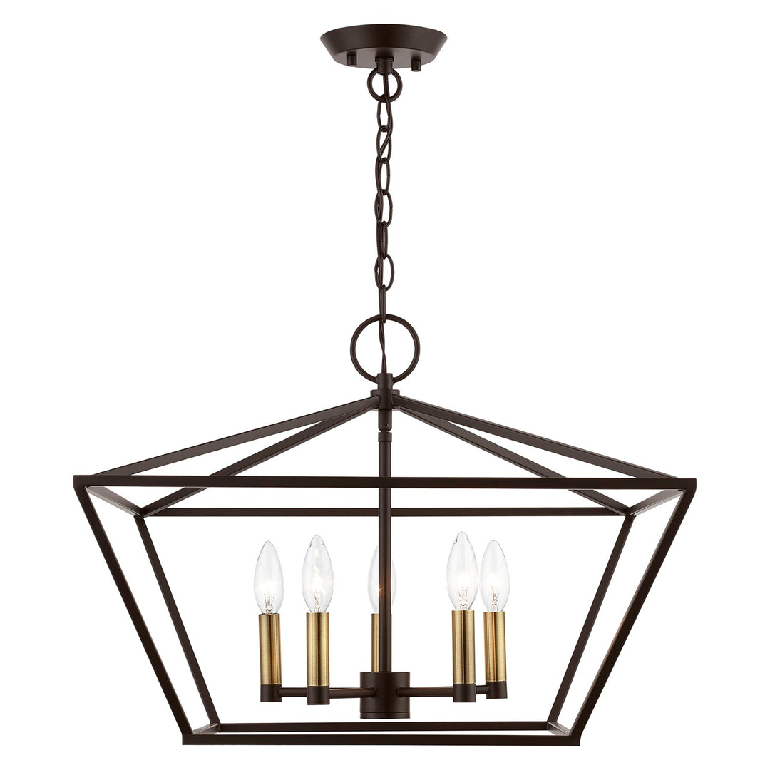 5 Light Bronze With Antique Brass Accents Chandelier