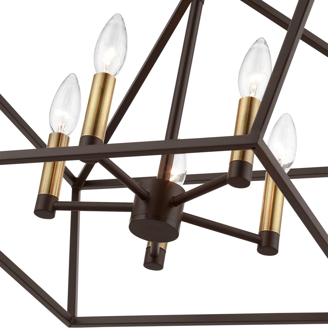 5 Light Bronze With Antique Brass Accents Chandelier
