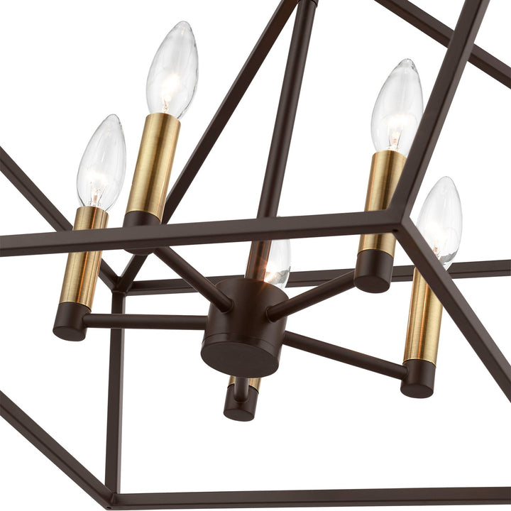 5 Light Bronze With Antique Brass Accents Chandelier