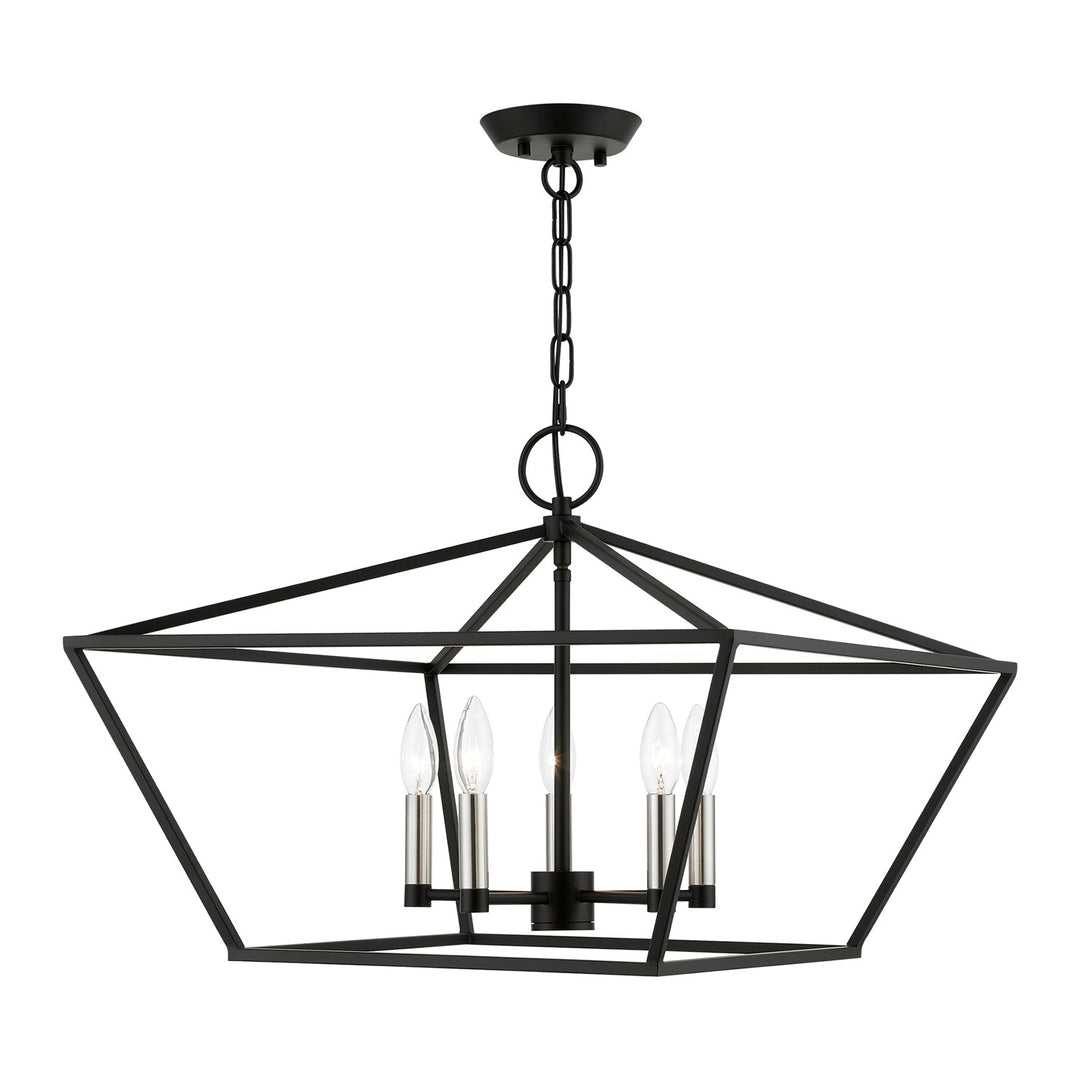 5 Light Black With Brushed Nickel Accents Chandelier by Livex Lighting