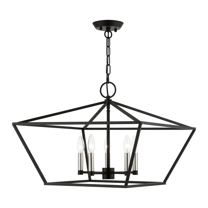 5 Light Black With Brushed Nickel Accents Chandelier by Livex Lighting