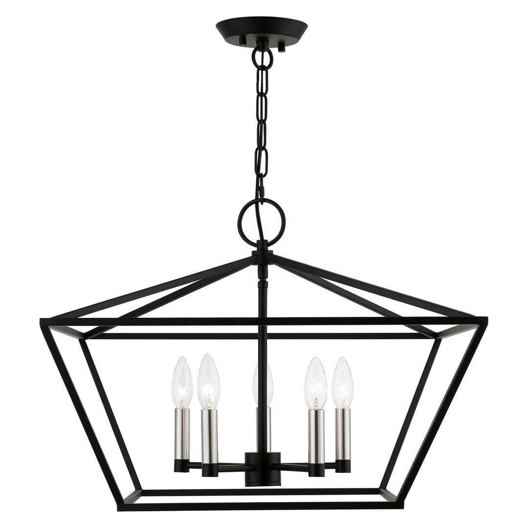 5 Light Black With Brushed Nickel Accents Chandelier