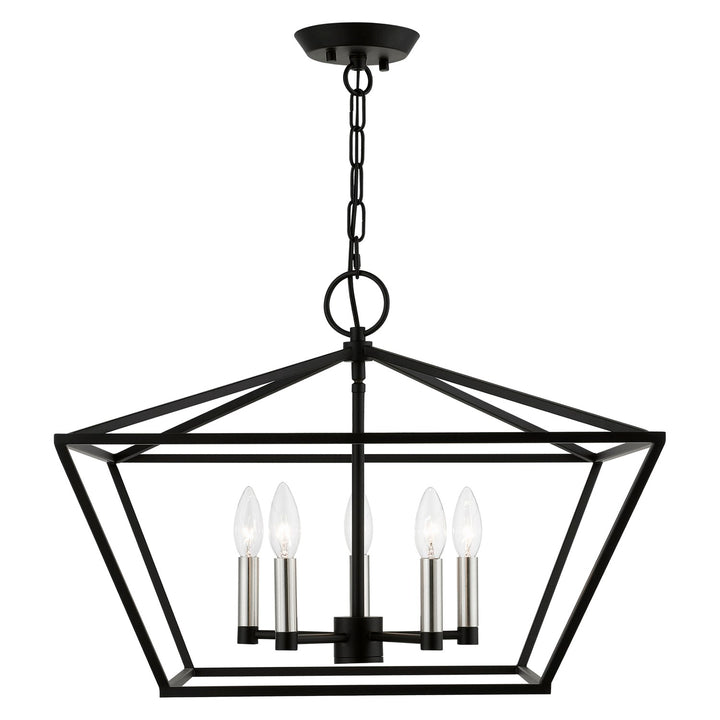 5 Light Black With Brushed Nickel Accents Chandelier