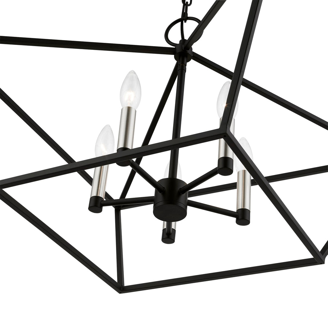 5 Light Black With Brushed Nickel Accents Chandelier