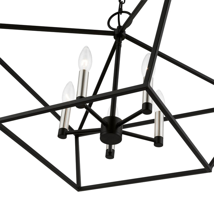 5 Light Black With Brushed Nickel Accents Chandelier