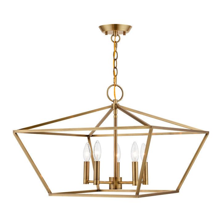 5 Light Antique Brass Chandelier by Livex Lighting
