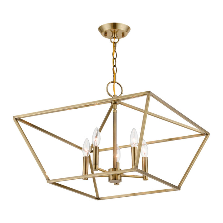 5 Light Antique Brass Chandelier