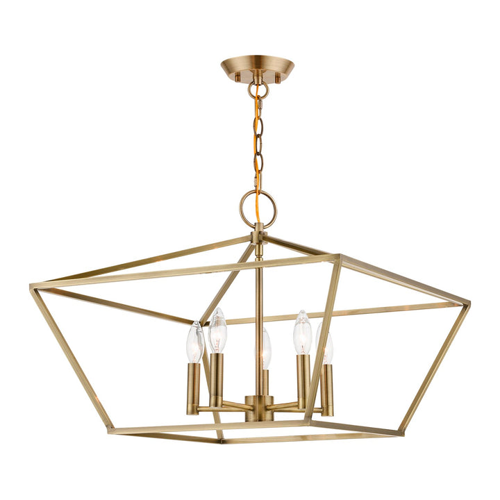 5 Light Antique Brass Chandelier