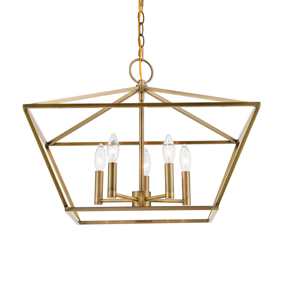 5 Light Antique Brass Chandelier