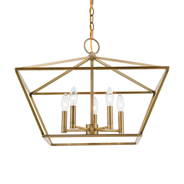 5 Light Antique Brass Chandelier