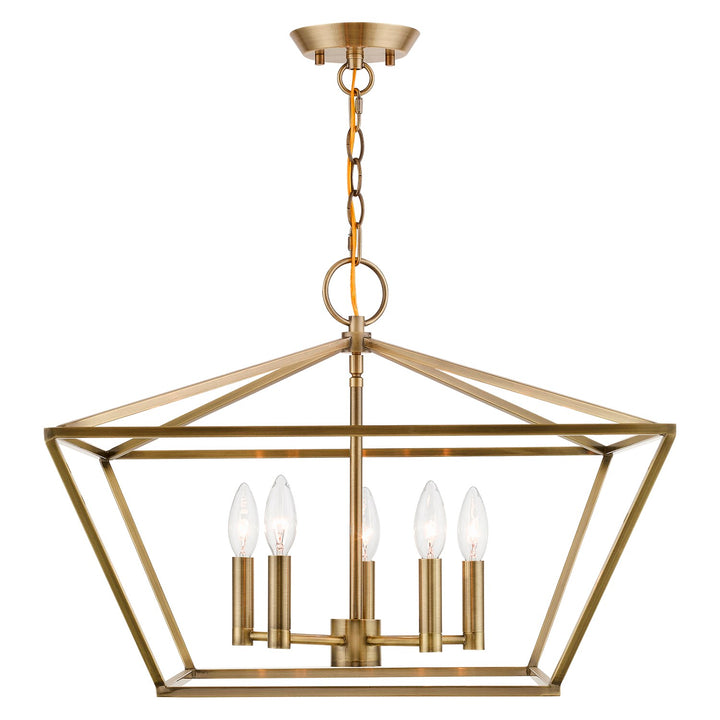 5 Light Antique Brass Chandelier