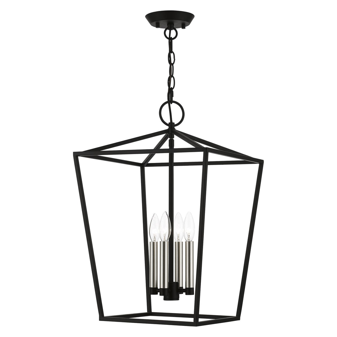 4 Light Black With Brushed Nickel Accents Chandelier by Livex Lighting