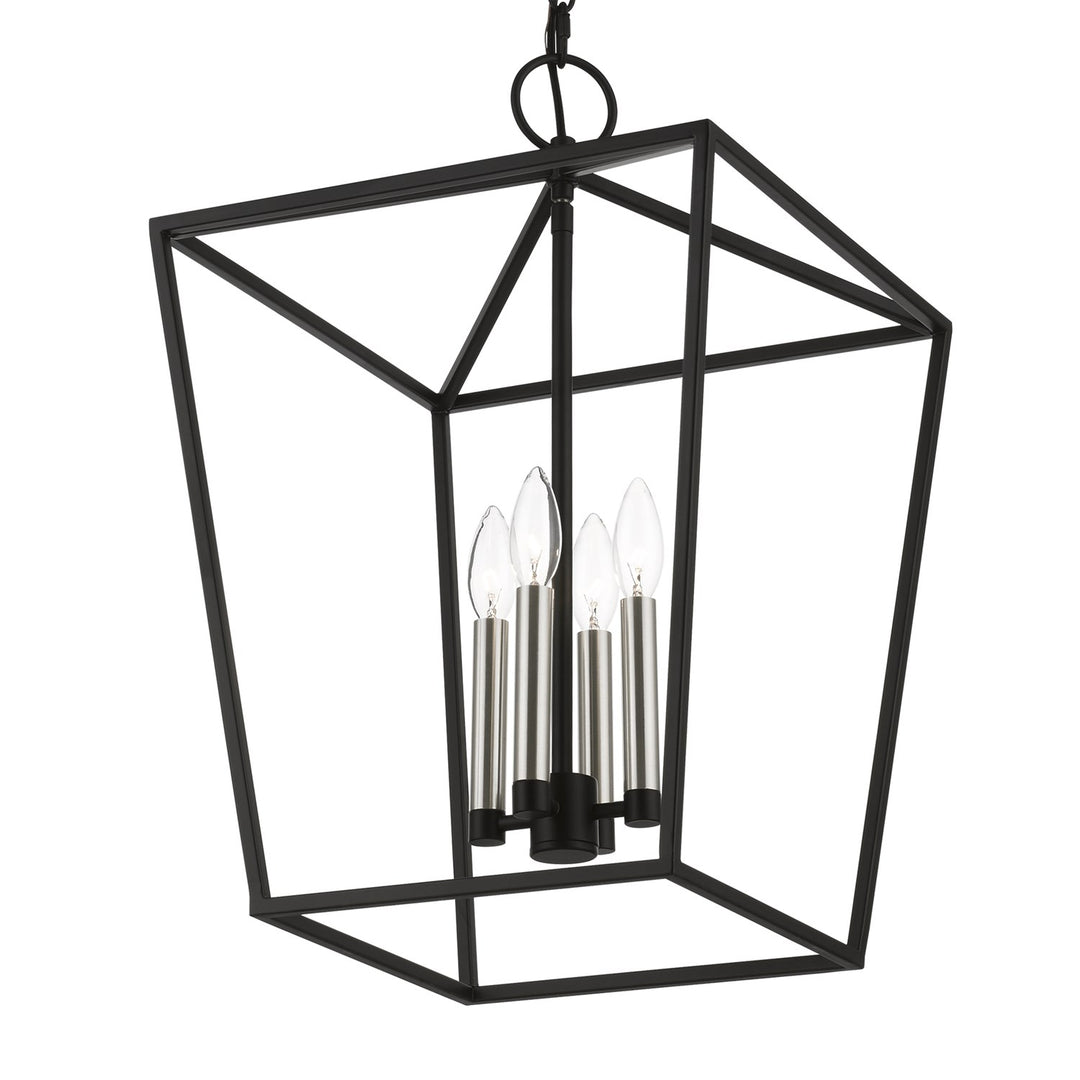 4 Light Black With Brushed Nickel Accents Chandelier