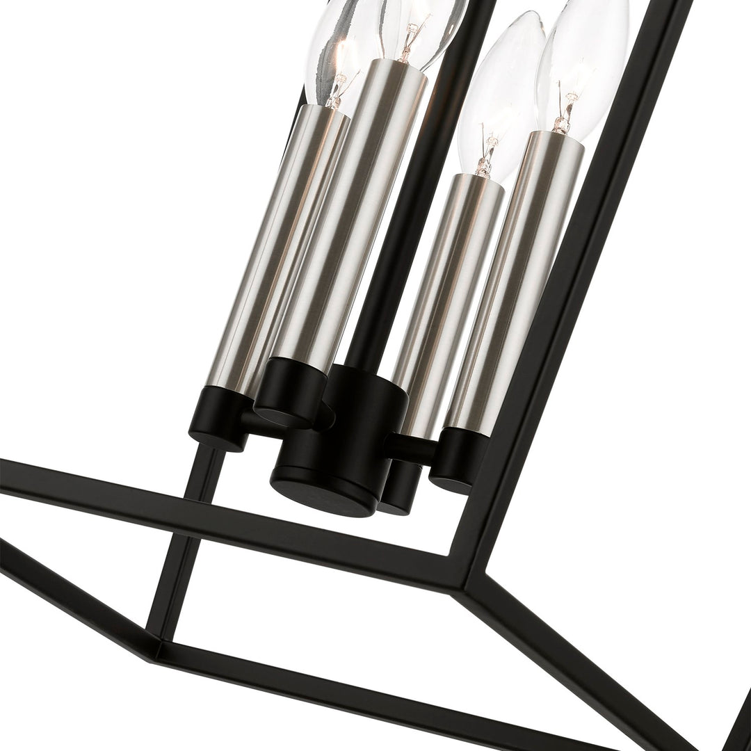4 Light Black With Brushed Nickel Accents Chandelier