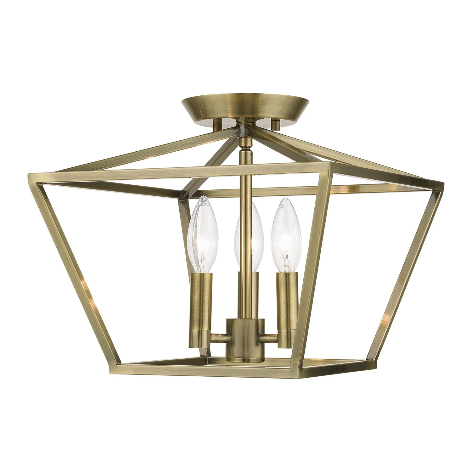 3 Light Antique Brass Square Semi-Flush by Livex Lighting