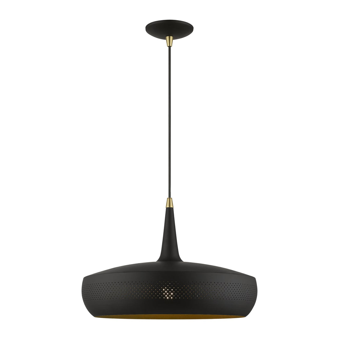 1 Light Black With Antique Brass Accents Pendant by Livex Lighting