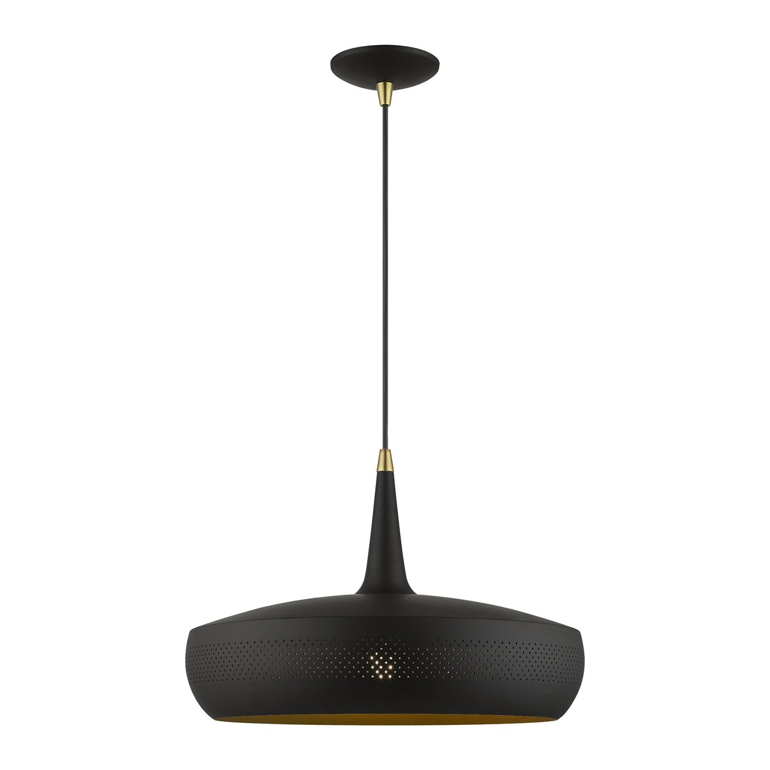 1 Light Black With Antique Brass Accents Pendant by Livex Lighting