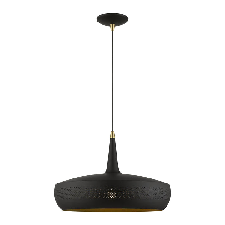 1 Light Black With Antique Brass Accents Pendant by Livex Lighting