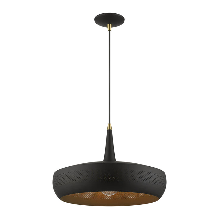 1 Light Black With Antique Brass Accents Pendant