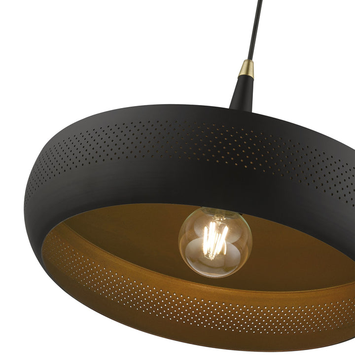 1 Light Black With Antique Brass Accents Pendant