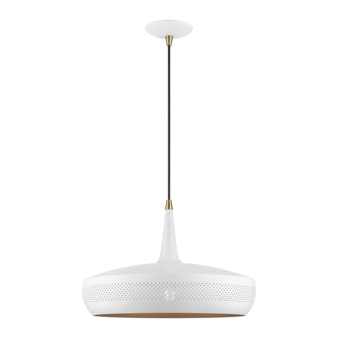 1 Light White With Antique Brass Accents Pendant by Livex Lighting