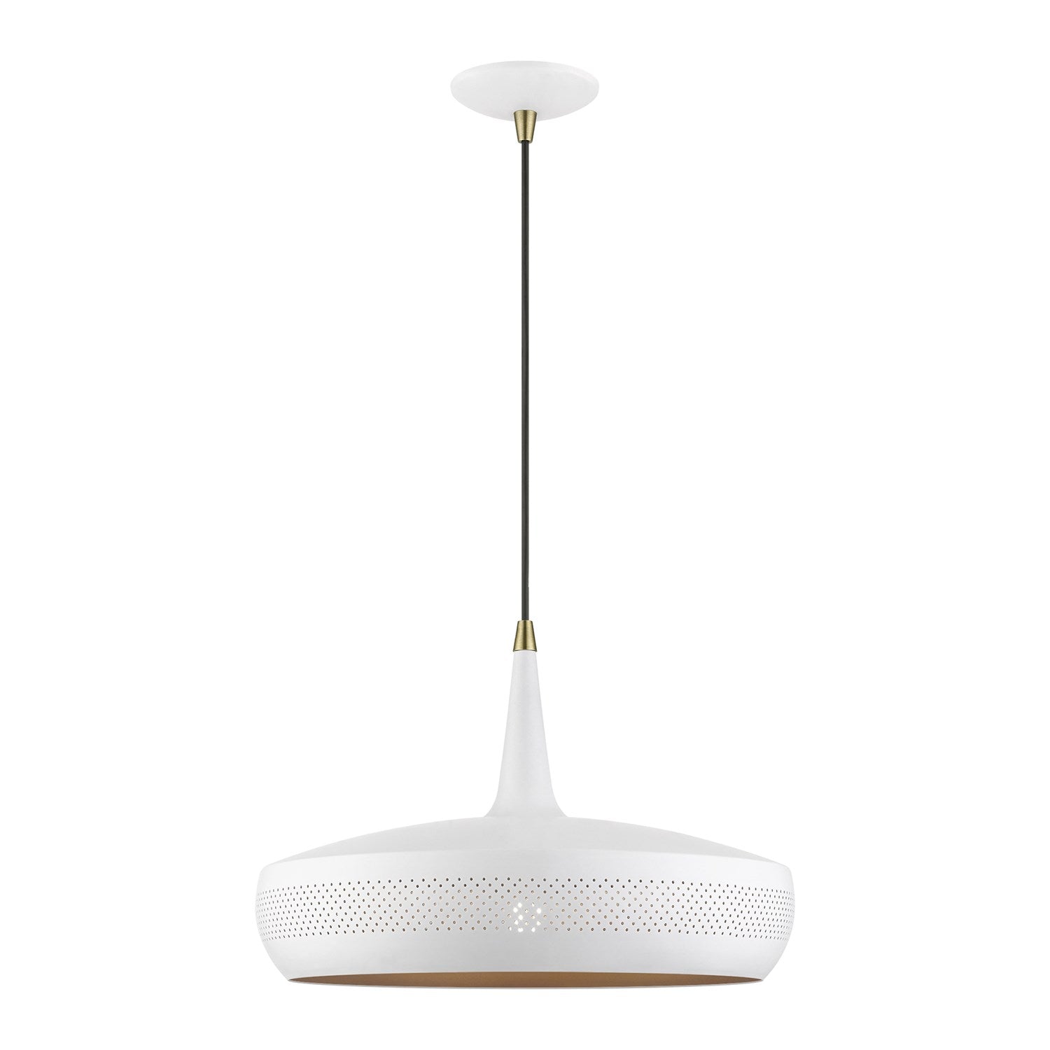 1 Light White With Antique Brass Accents Pendant by Livex Lighting
