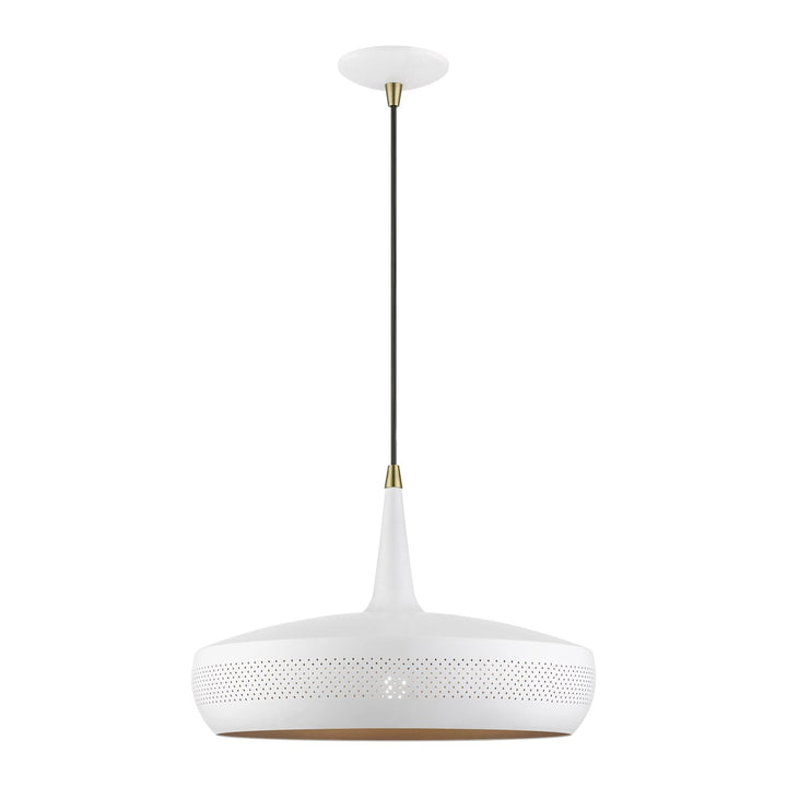 1 Light White With Antique Brass Accents Pendant by Livex Lighting