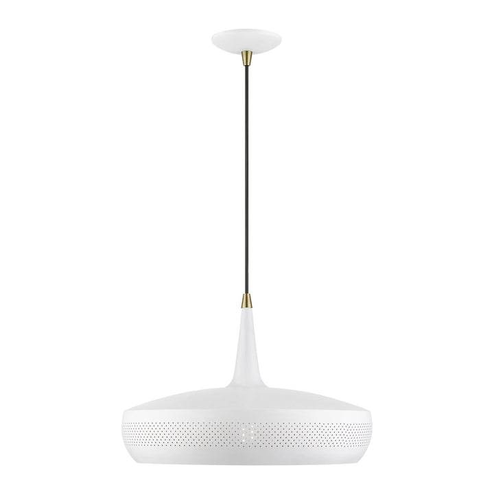 1 Light White With Antique Brass Accents Pendant