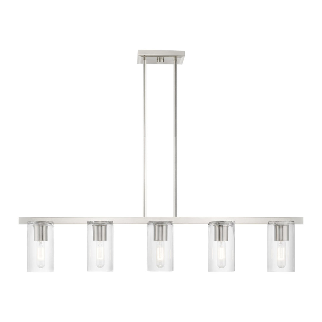5 Light Brushed Nickel Linear Chandelier by Livex Lighting