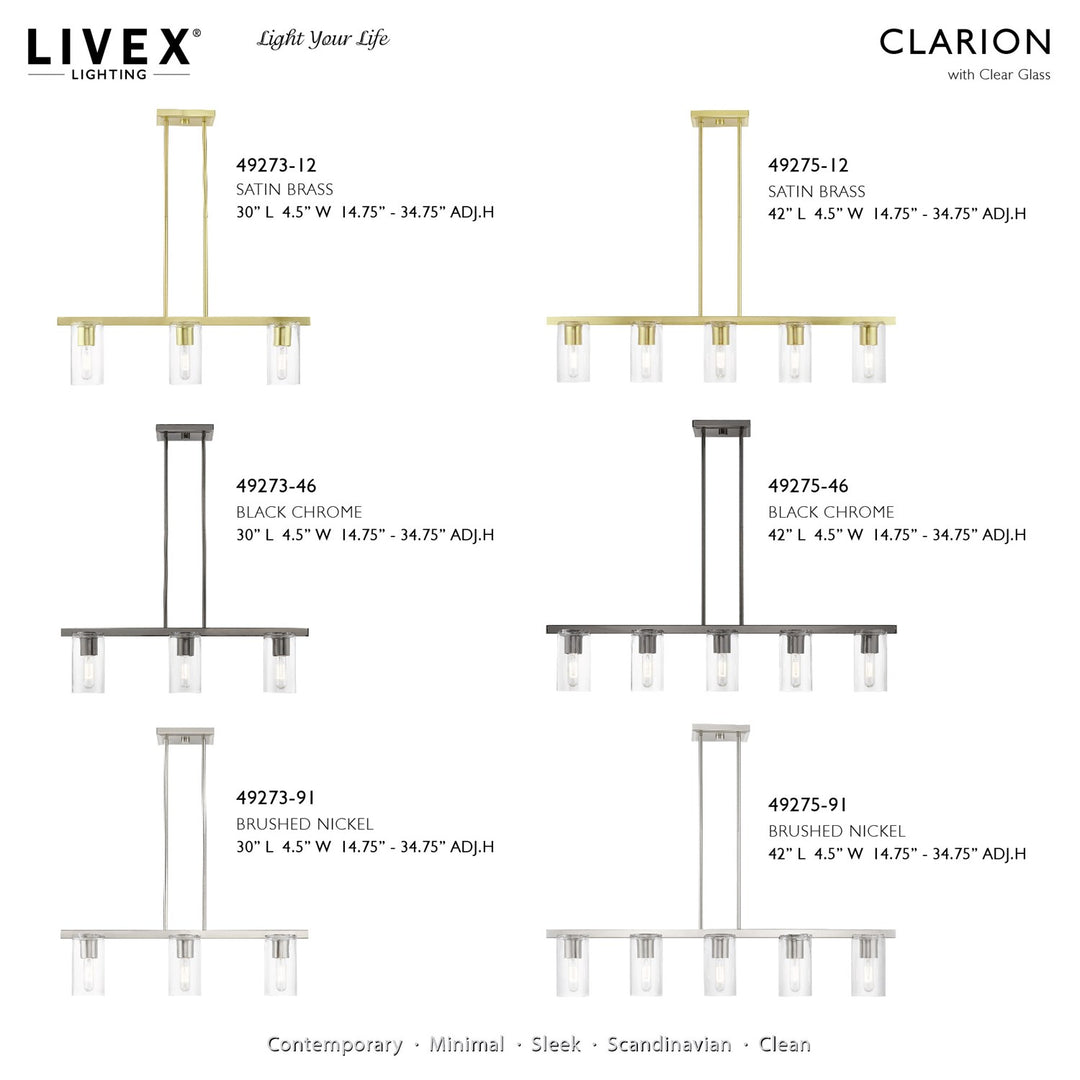 5 Light Brushed Nickel Linear Chandelier