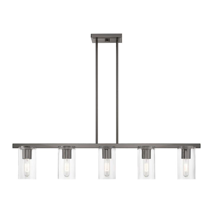5 Light Black Chrome Linear Chandelier by Livex Lighting